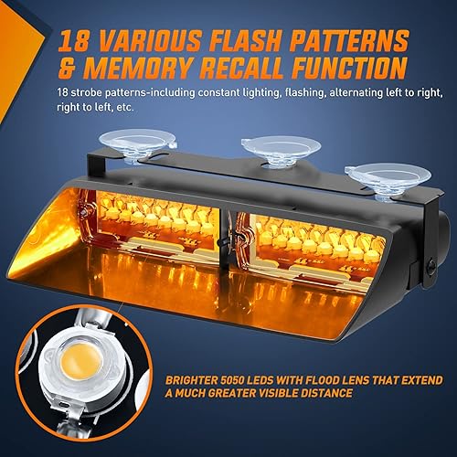 Miniatura 5 de Nilight Luces estroboscópicas de emergencia para parabrisas, luces de advertencia de peligro y seguridad súper brillantes con ventosas LED