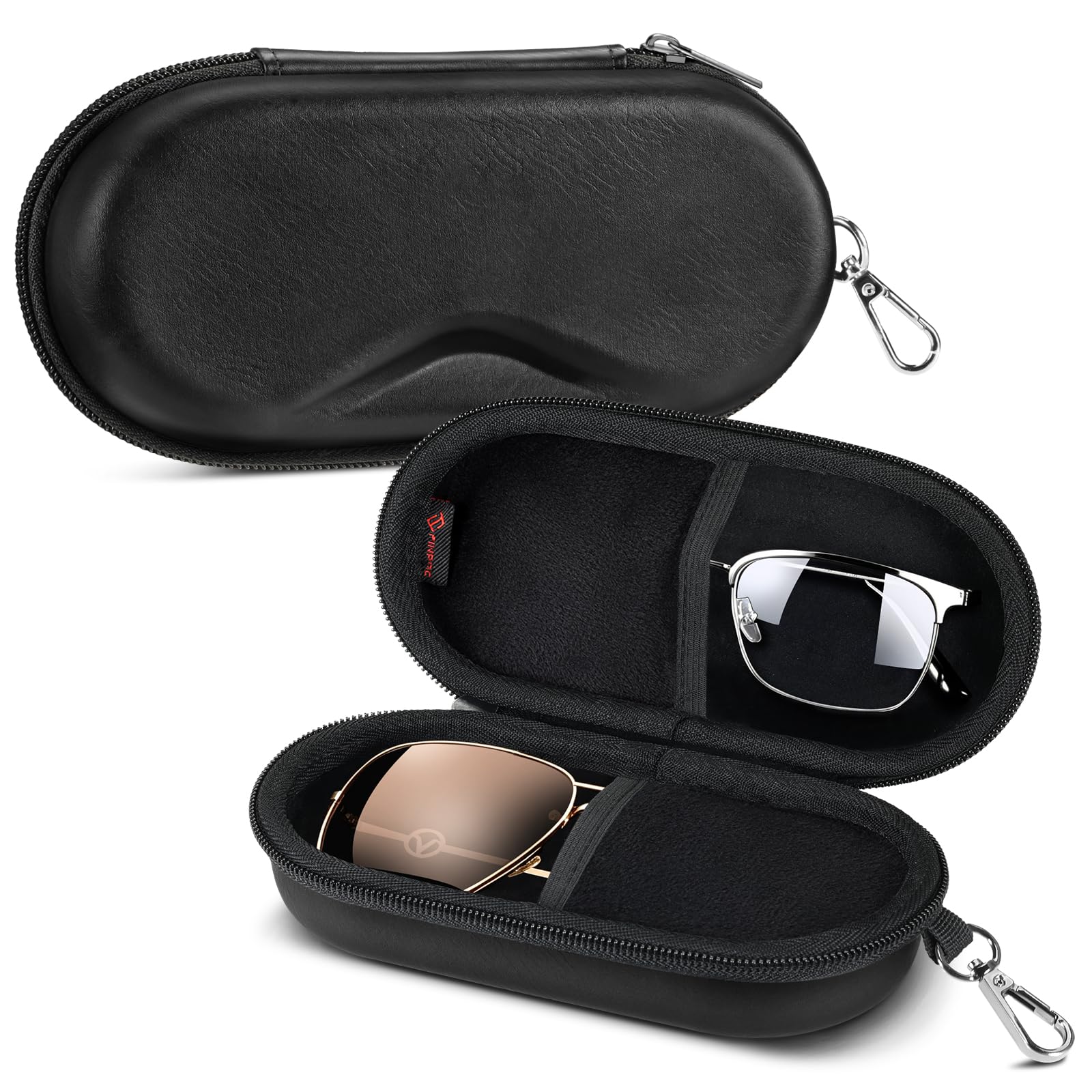 Étui lunettes double compartiment avec fermeture éclair et clip rigide - 8