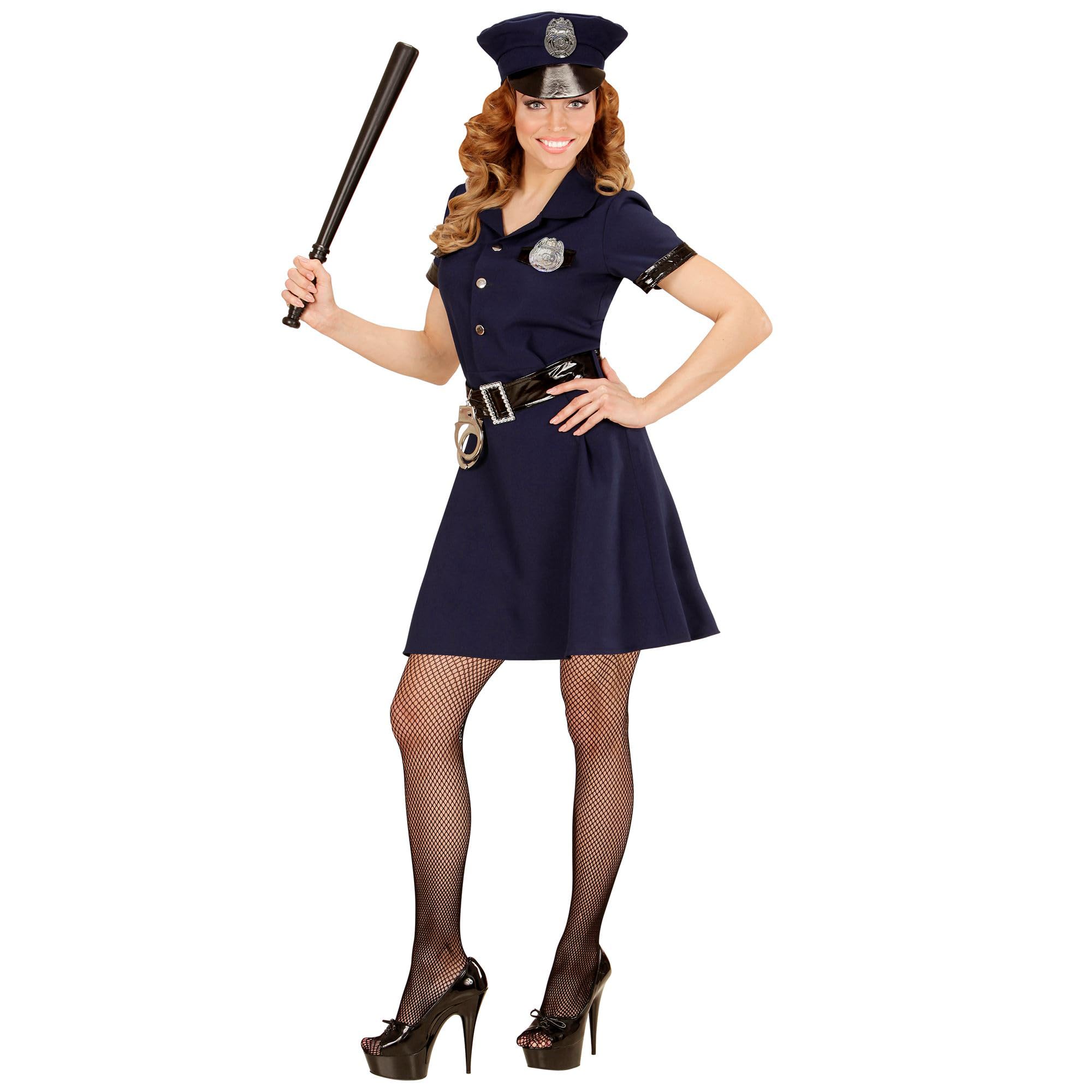 W WIDMANN MILANO Party Fashion - Polizistin Kostüm Set Damen, Kleid mit Gürtel und Mütze, Outfit für Halloween und Karneval