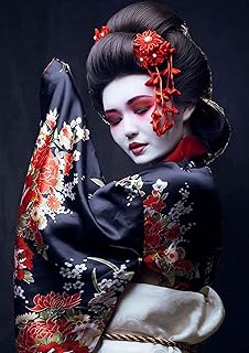 Reofrey 5D Diamond Painting Pittura Diamante Geisha Fiore Donna 5D Fai da Te Diamond Painting Trapano CompletoArtigianato Decorazione per Casa e Pareti 30x40cm
