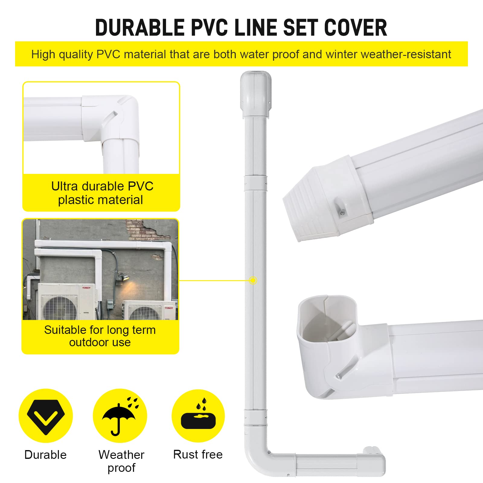 DWALE Zestaw osłon Mini Split AC Line 7,6 cm, dekoracyjny, biały, profesjonalny zestaw PCW zapewnia pokrycie linii 40 m, dla bezkanałowych mini klimatyzatorów i pomp ciepła