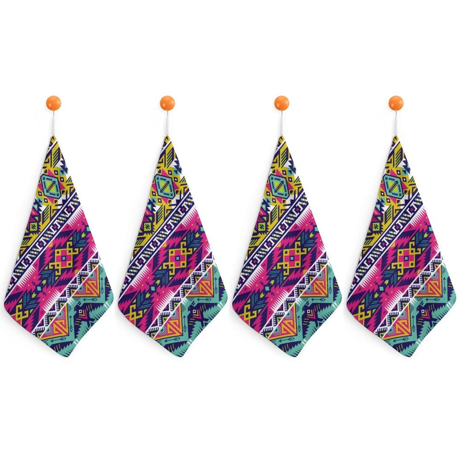 TXFBTRFSA Aztec Abstract Art Print Hand Towels with Hanging Loop Kitchen Towel Handkerchiefs Cleaning Cloths
