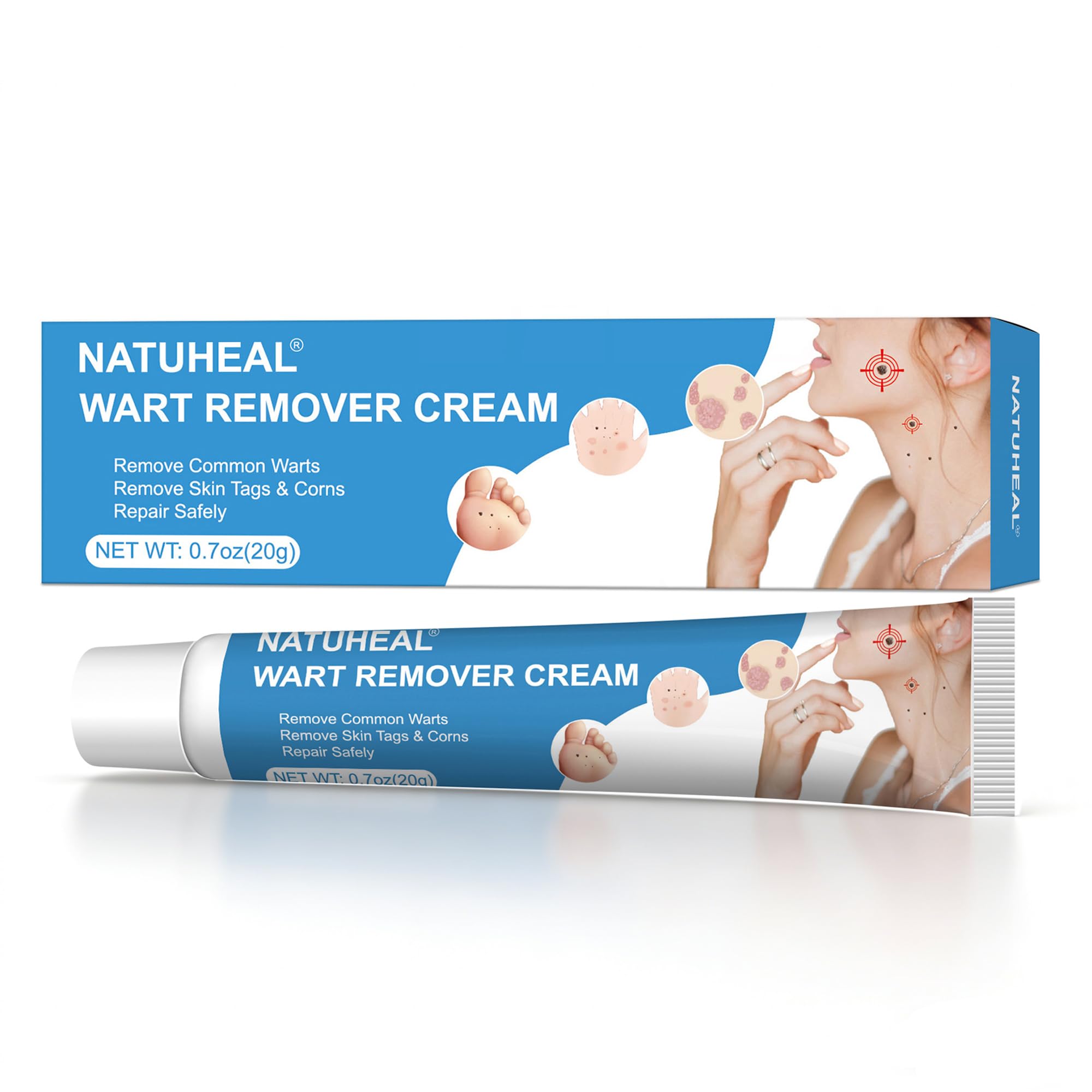 Crema para eliminar verrugas y acrocordones, kit para rostro y cuerpo, eliminación suave de verrugas plantares, comunes, callos y planas, 20 g - 1