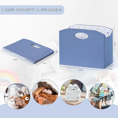 Miniatura 5 de Revistero plegable para revistas, estante grande para revistas, con asa, cesta de almacenamiento de libros, soporte para revistas, organizador de