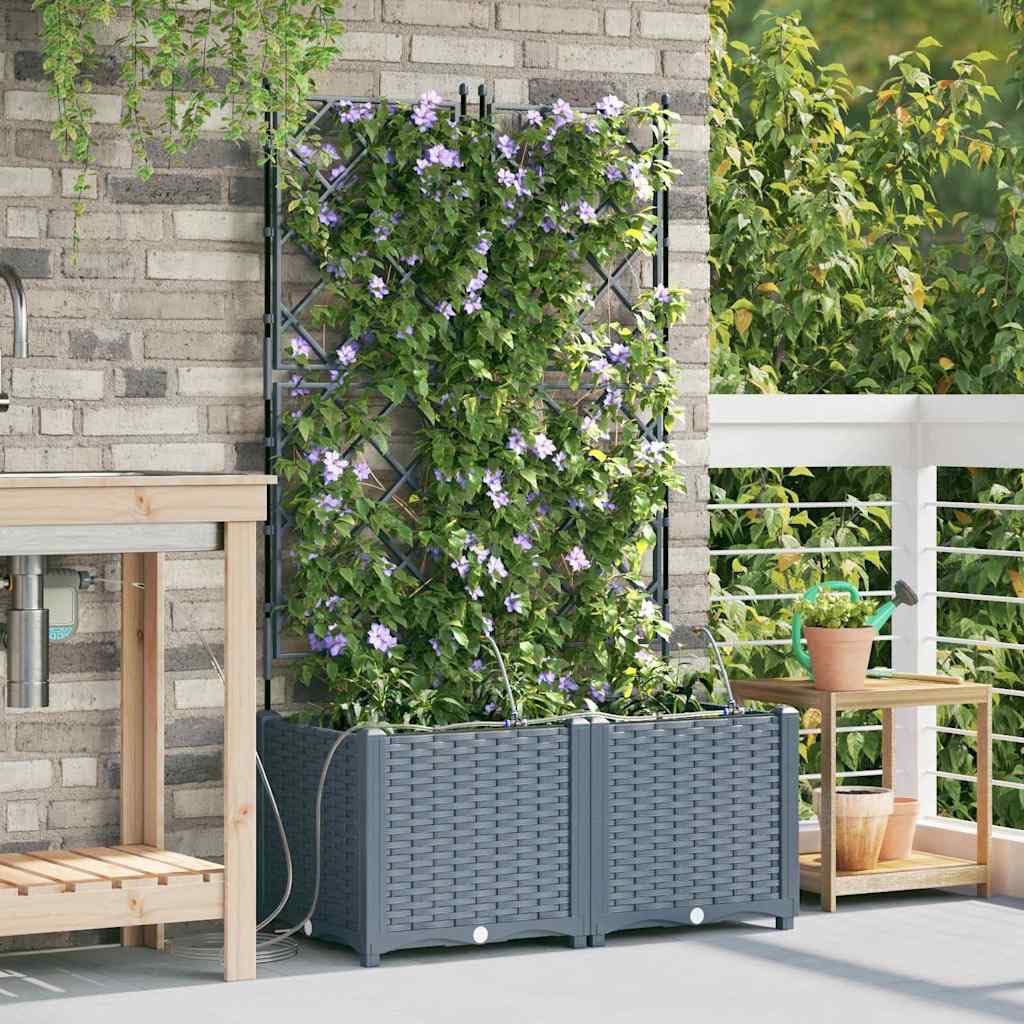 vidaXL Doniczka ogrodowa 2 pcs Jasnoszary 80 x 40 x 142 cm, Ogród i taras, nowoczesna doniczka samonawadniająca, trwały pojemnik na rośliny patio