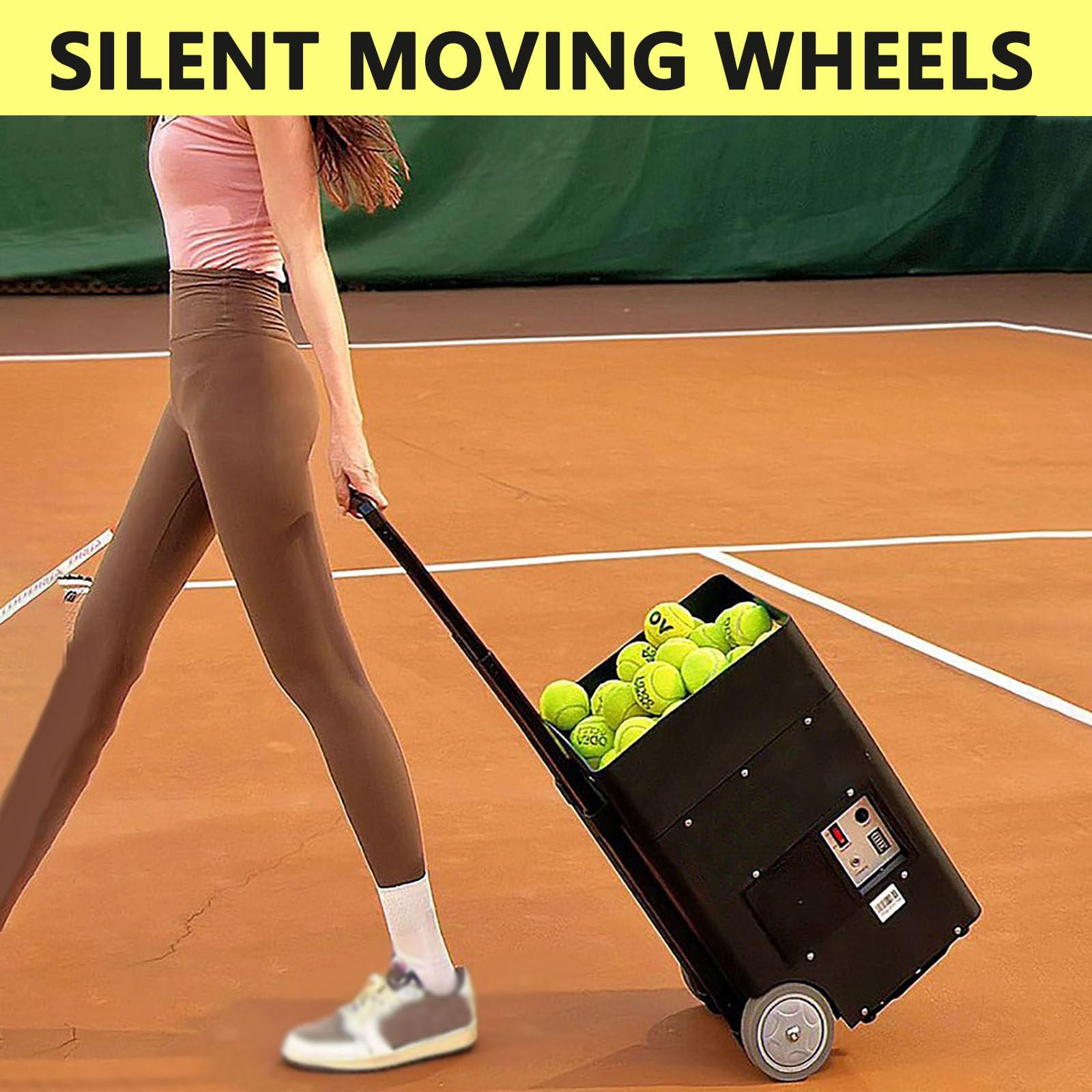 Macchina per palline da tennis, lanciatore/lanciatore automatico portatile per giocatori di tutti i livelli di allenamento e pratica, trapani pre-programmati e personalizzati, completa di app