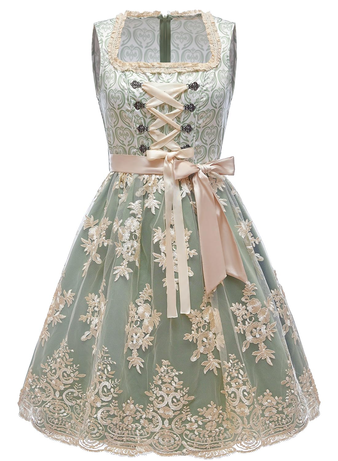 oktoberfest dress green Women Green Traditional Oktoberfest Dress with Thigh High Stockings, L main image 1
