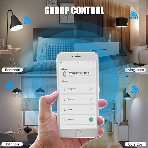 Miniatura 5 de Bombilla inteligente funciona con Alexa Echo Google Home 16 millones de colores cambiantes control remoto y atenuación y sincronización no requiere