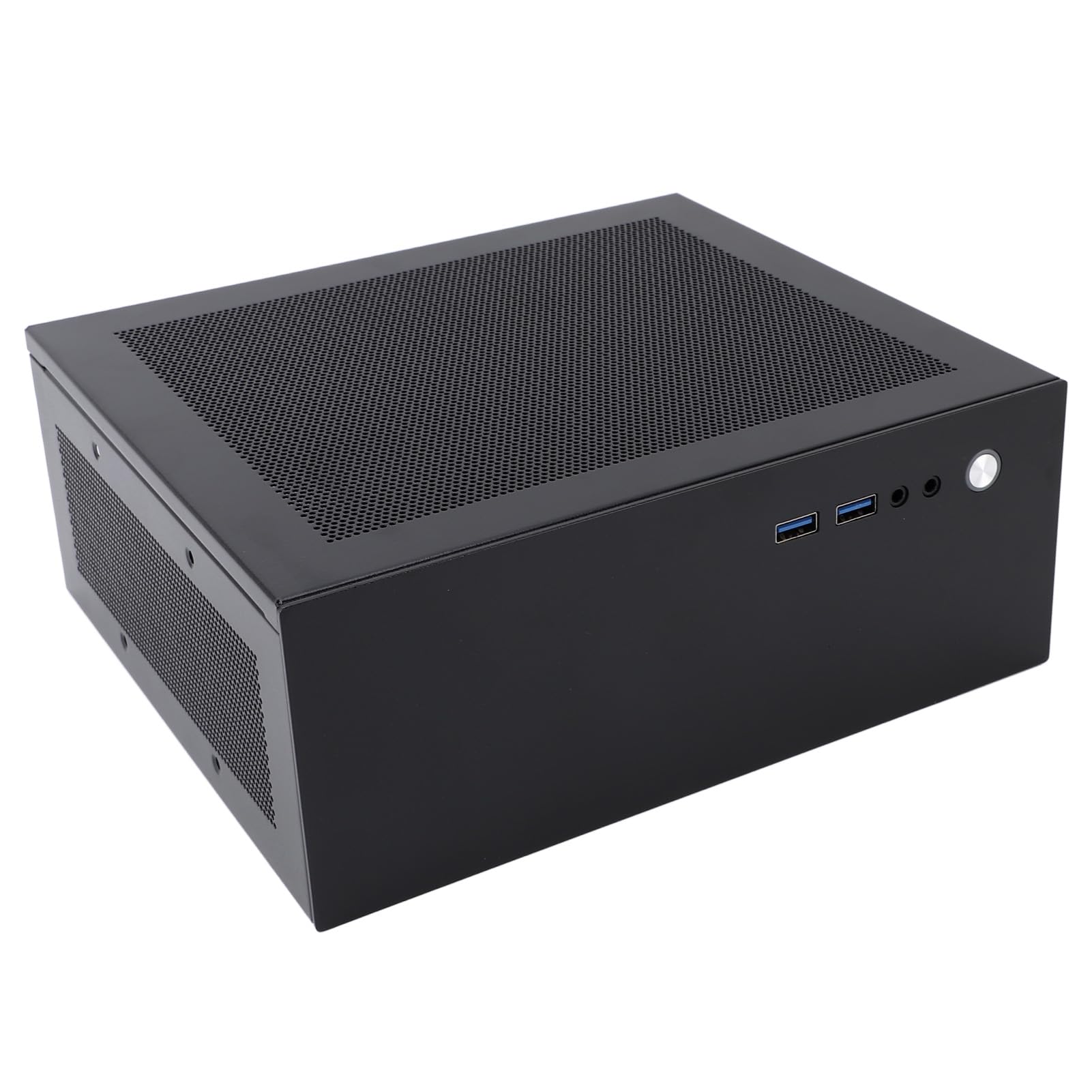 Alomejor Obudowa Komputera do Gier Mesh Punch Tower do Płyty Głównej ITX, Stal Walcowana na Zimno, Porty USB 3.0, Wnęki na Dyski SSD + HDD, 1 Gniazdo PCI, Zasilacz FLEX