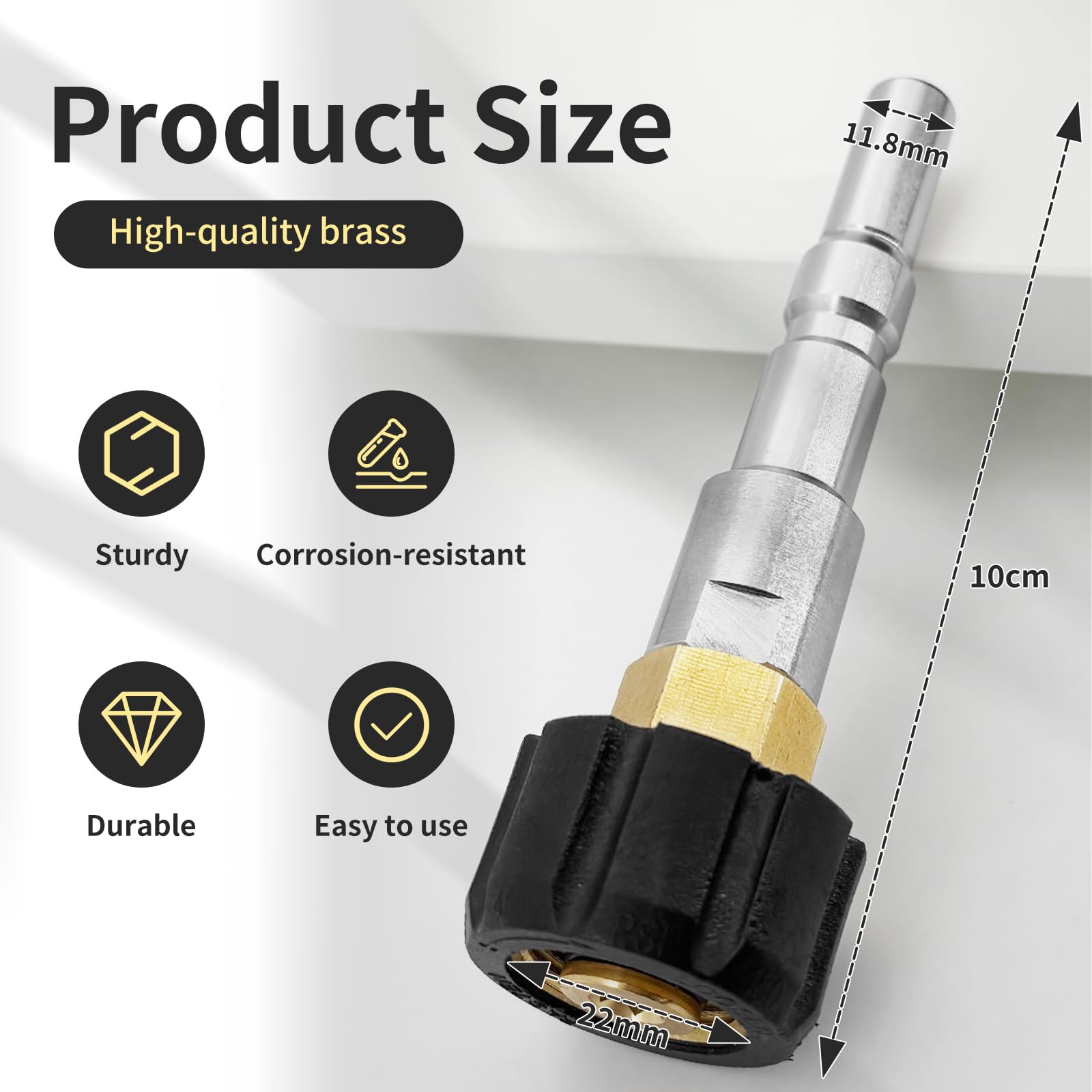 Adapter Stecknippel D12 für Nilfisk - M22 x 1,5 IG Schnellkupplung Anschluss Passend für Kärcher/Kränzle/KEW/WAP/Alto, Hochdruckreiniger Zubehör, M22 Adapter für Schnellkupplung Hochdruckpistole