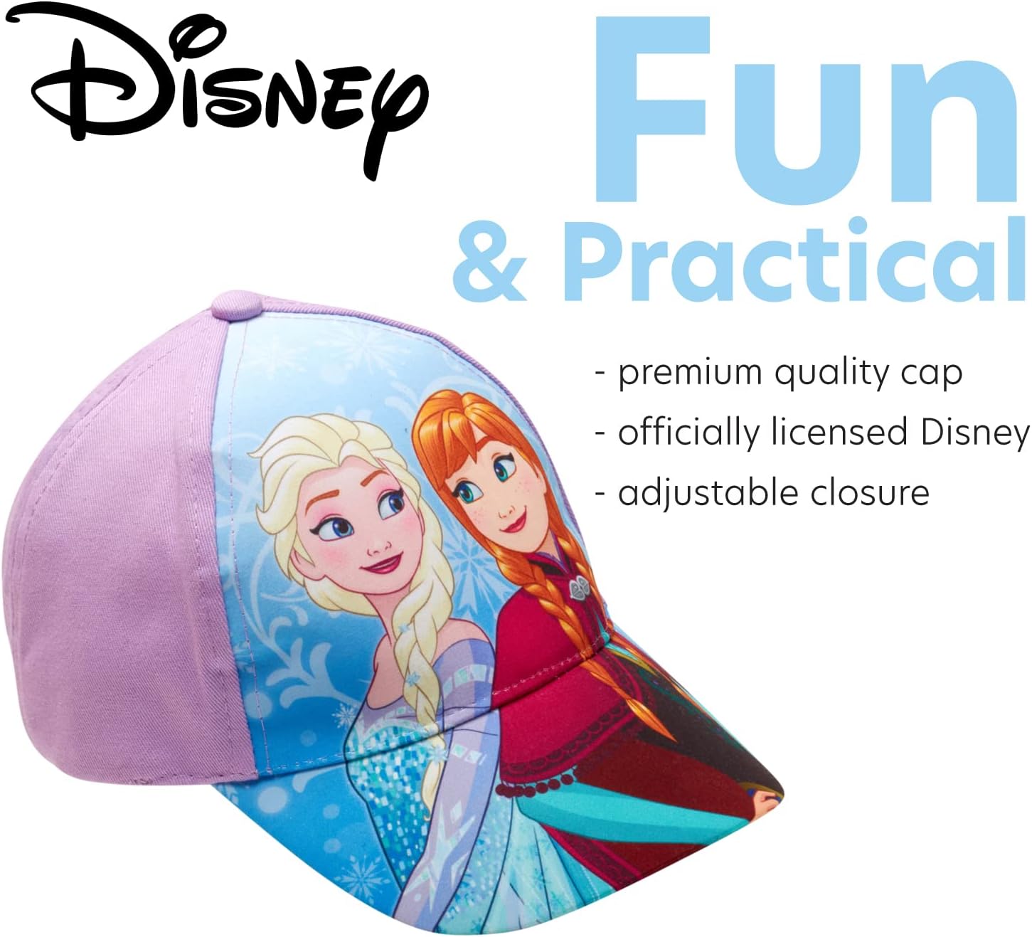 Disney Frozen Kids Baseball Cap Adjustable Hat for Elsa Girls and Anna Age 4-7 Years - Image 3