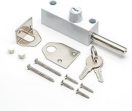 TSS White Multi-Purpose Door Bolt with 2 Keys. Security Bolts for Various Door Types. Supplied with Fixtures and Fittings. Universal Door Lock, 130 x 30 x 30mm (Keyed Differ (Locks On Different Keys))