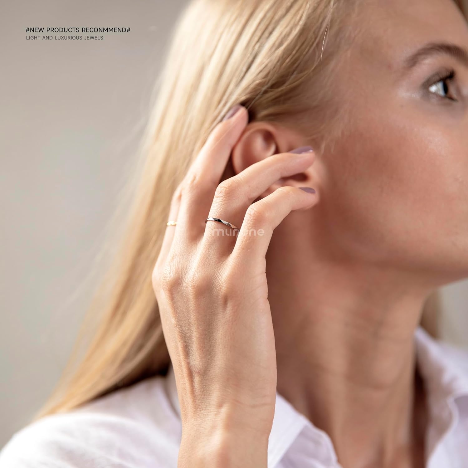 Multi-faceted Stackable Band Ring for Women,14k Gold Plated Titanium Steel Dainty Cute Comfort Thumb Knuckle Rings Size 5-10 - Image 3