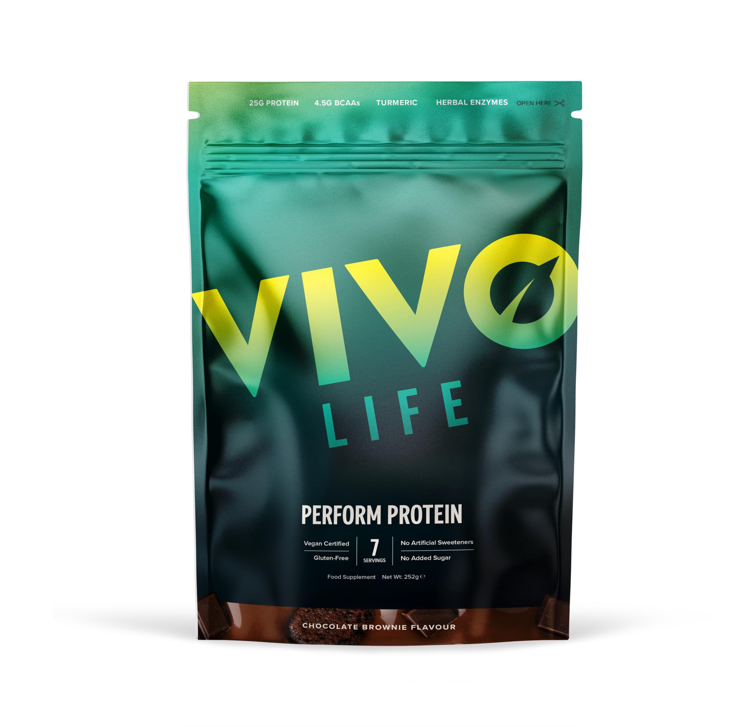 Vivo life Perform Plant Protein Powder, 25g Protein with BCAAs, 7 Servings