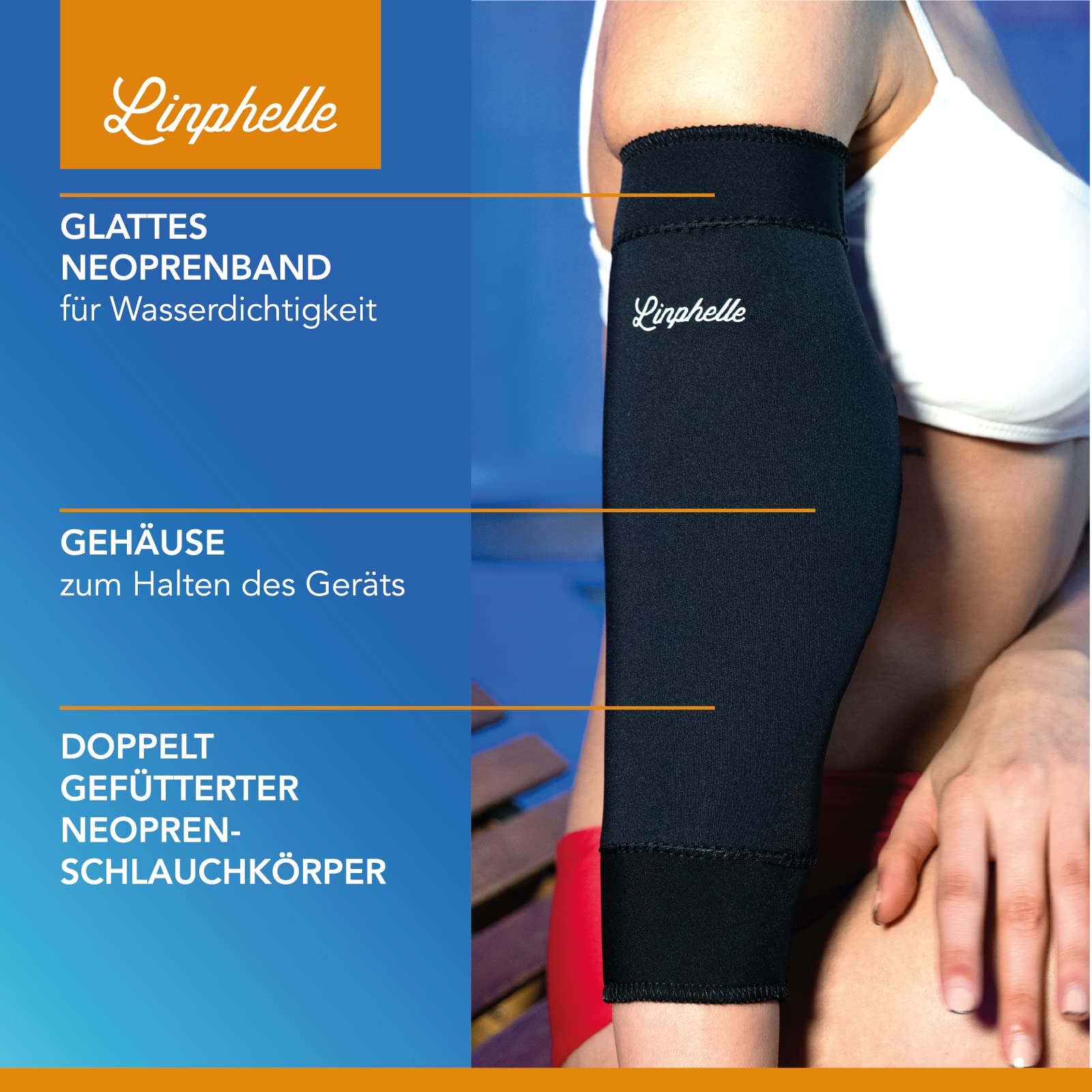 PICC line Coverpicc Waterproof Long, wasserdichte Armkatheter-Abdeckung aus Neopren, Wasserschutz in der Dusche, ideal für PICCs und Glukosemessgeräte, Schwarz, Größe L