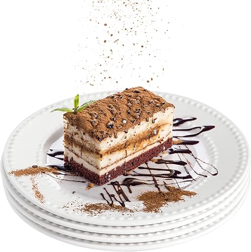 Wareland Juego de 6 cucharas de sopa asiáticas y platos de ensalada en relieve, juego de 4