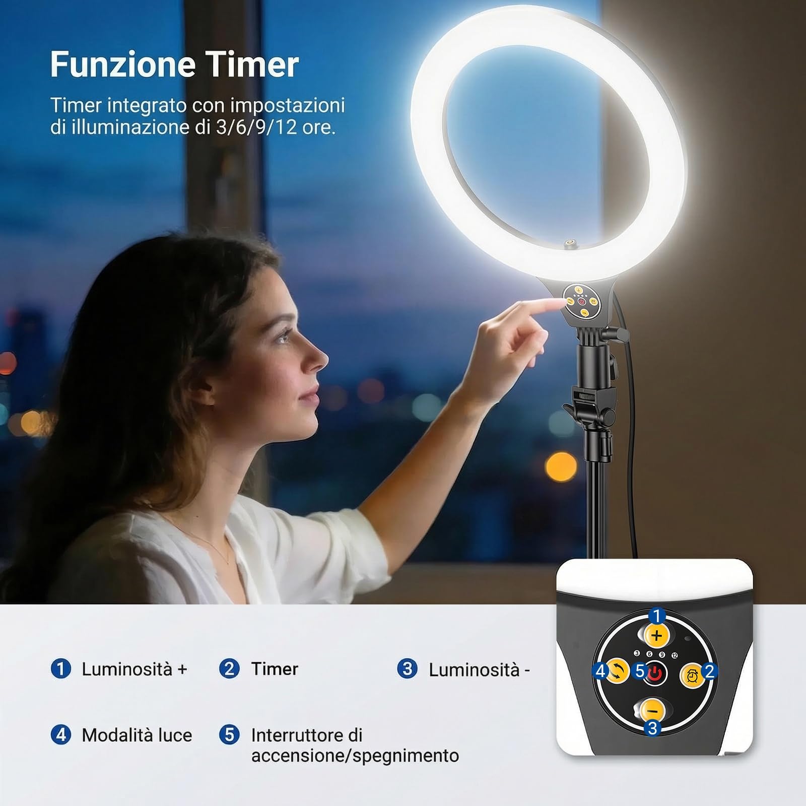 NEEWER ENTRY LEVEL VERSION 10,5" 10W Ring Light con Treppiede da 66", Porta Telefono Overhead Compatibile con iPhone, Luce per Selfie LED Bicolore CRI85+ per TikTok Registrazione Video Streaming, N43