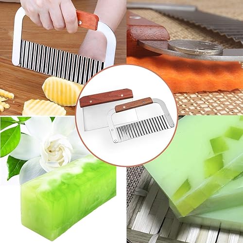 Miniatura 5 de Moldes de jabón de silicona - Juego de herramientas de corte de jabón de madera de bambú (2 piezas de cubierta de madera)