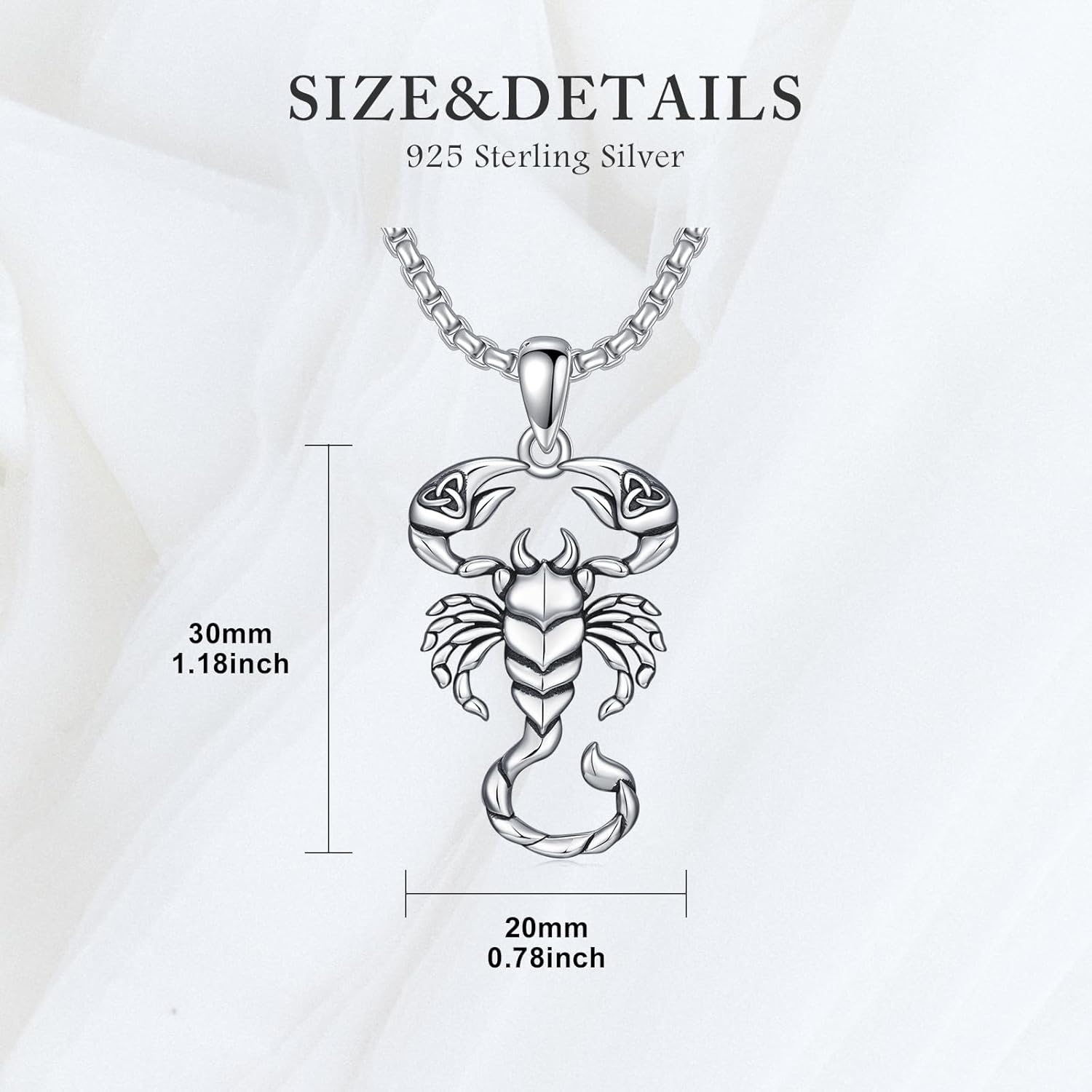 Scorpion Necklace 925 Sterling Silver Celtic Knot Animal Pendant Jewelry Gift for Men - Image 5