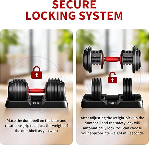 Miniatura 3 de Juego de mancuernas ajustables de 25/55LB, mancuernas de 10 en 1 con mango de textura antideslizante, equipo de entrenamiento de fuerza para hombres