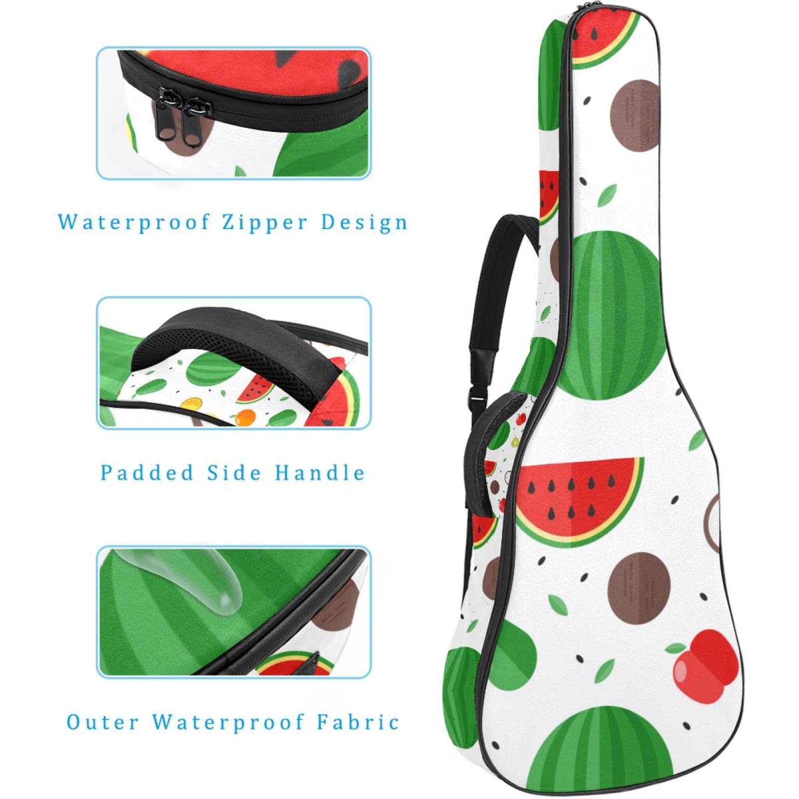 Torba na gitarę akustyczną wodoodporna gitara plecak gruby miękki wyściełany kolorowy owoc klasyczna gitara obudowa, kolor1, 42.9x16.9x4.7 in, Organizer do torby
