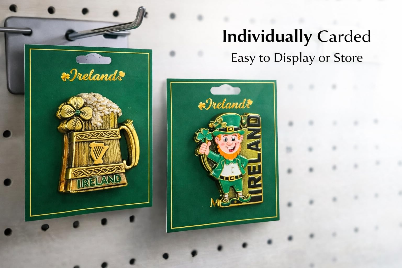 Set di 6 calamite da frigorifero in metallo smaltato, design irlandese, leprechaun Dublino Shield, boccale da birra, autobus fortunato, souvenir (magnete6)