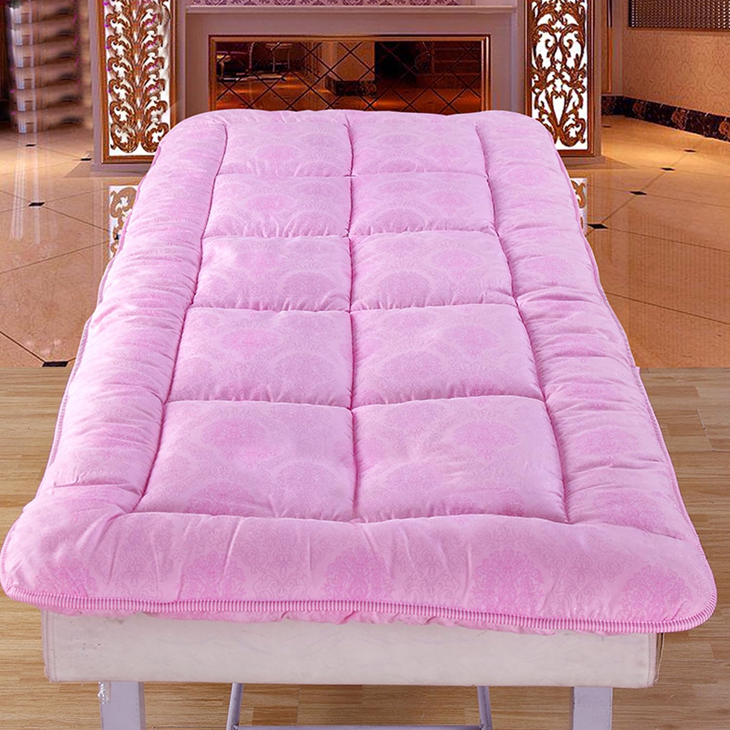 LDLCYCN Pink,180 * 60cm(T), SPA Massage Table Mattress Pad Cover without Hole Beauty Salon Bed Pad Lash Bed Cushion Cover for Spa Massage Table Tattoo Table Beauty Salon Bed Square/Round Head
