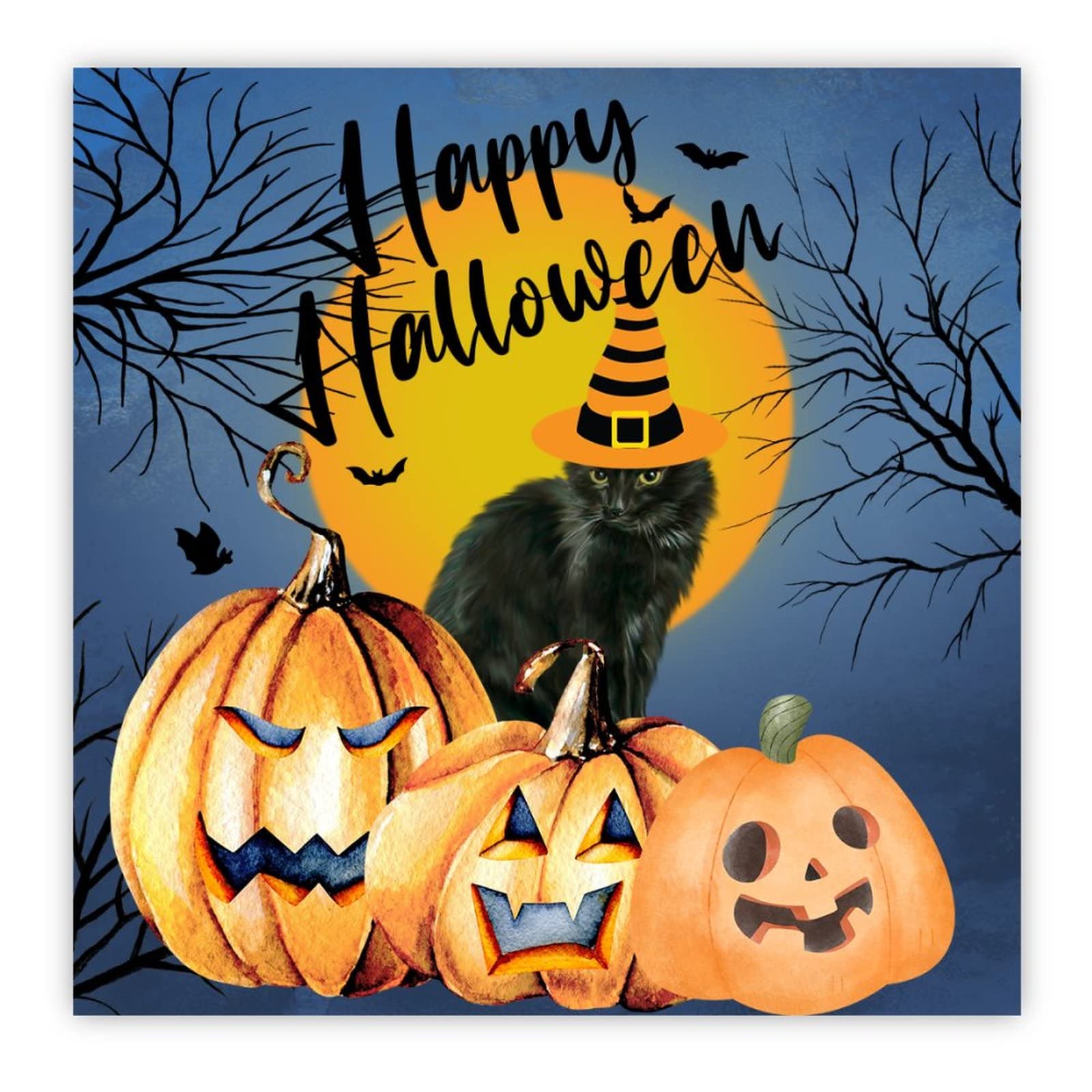 Panneau citrouille Happy Halloween en bois : cadeau pendaison de crémaillère