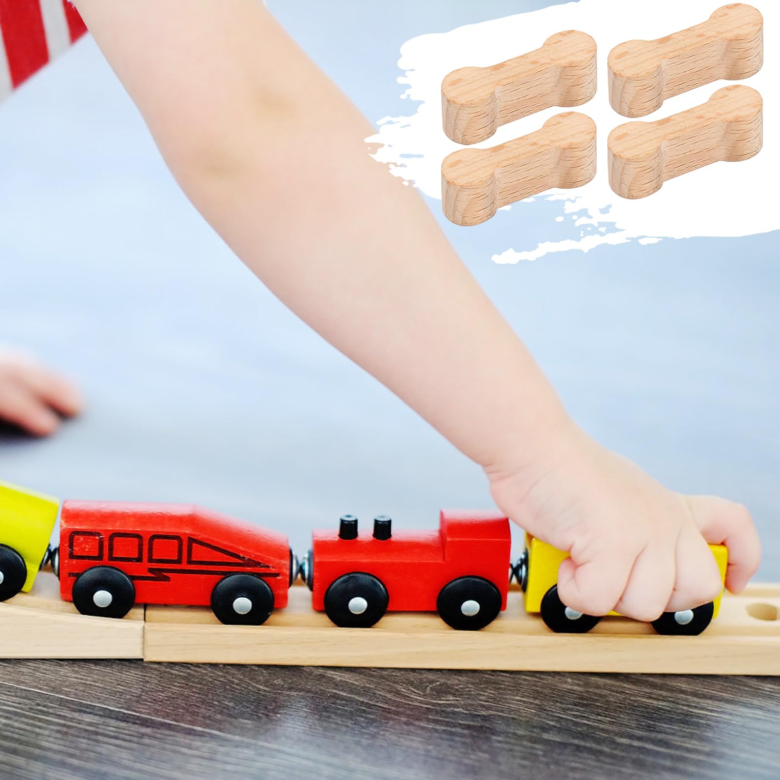 10 Conectores De Vía De Hueso De Perro De Madera Adaptador De Vía De Tren De Madera Piezas De Conector Juego De Tren De Juguete para Adolescentes para Hacer Vías De Juego de Conectores universales