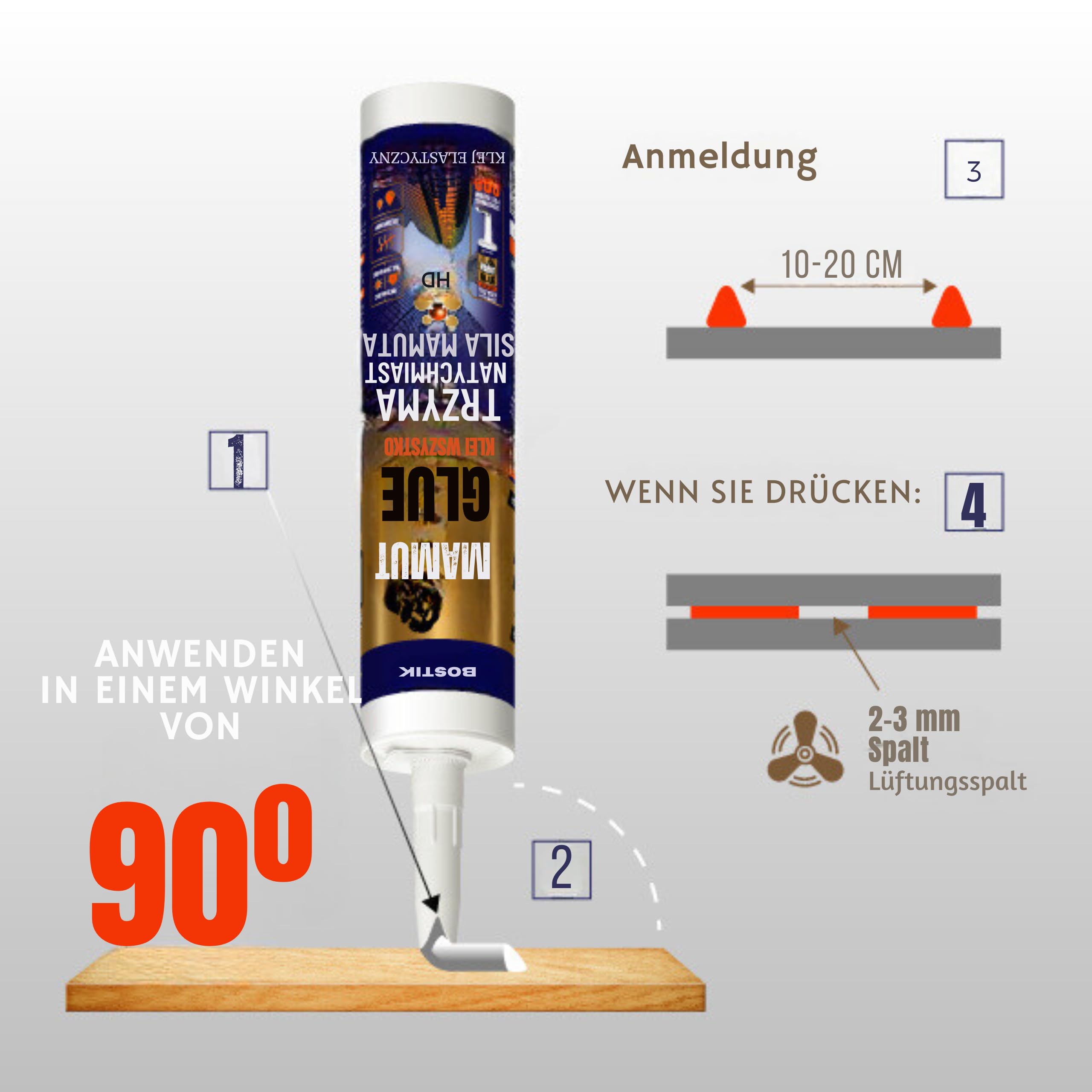 Mamut Glue colla di montaggio universale 290 ml bianco impermeabile da -40 °C a +90 °C (2)