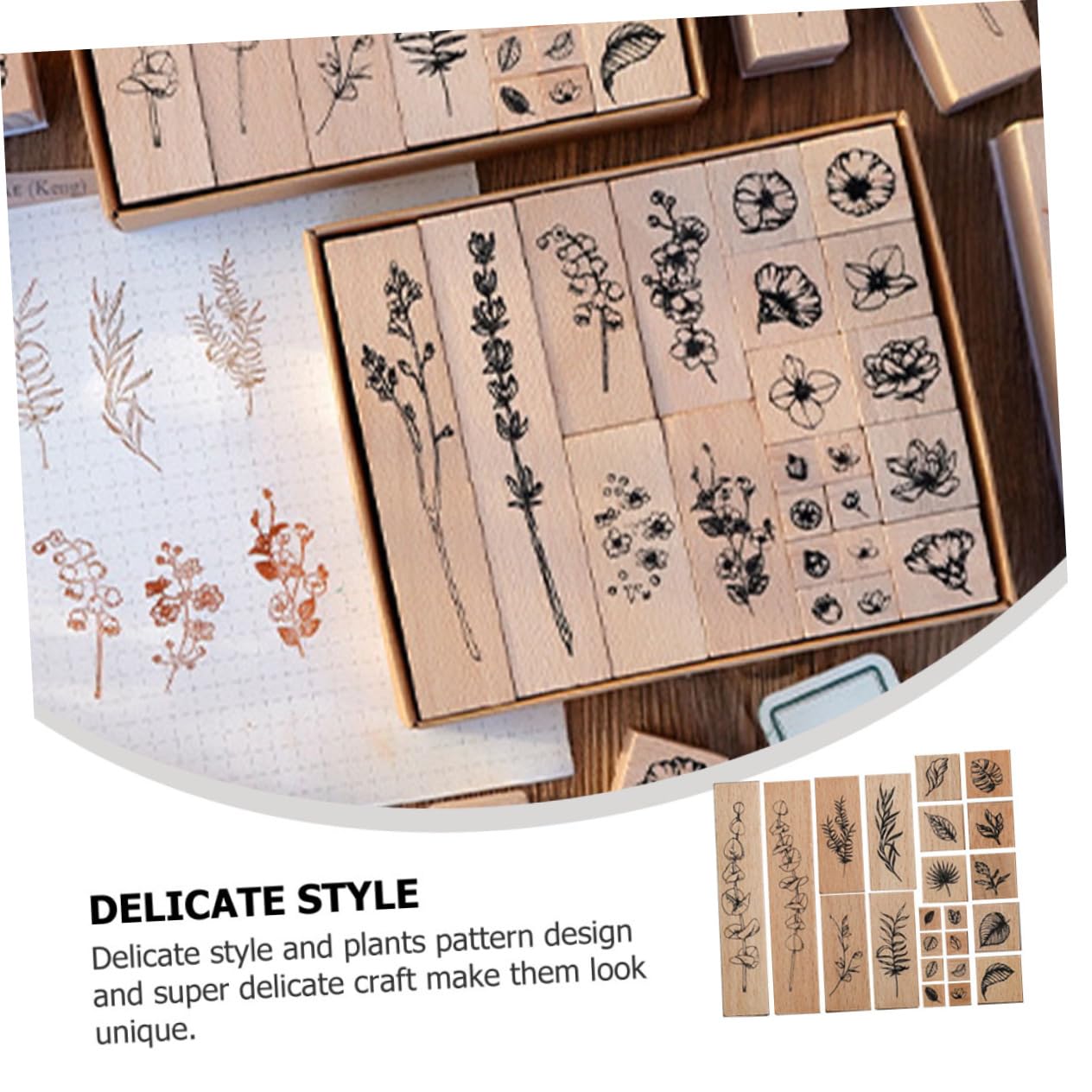 Veemoon 4 Set Timbri Legno per Scrapbooking Motivi Decorativi per Creazioni Fai da Tper Biglietti
