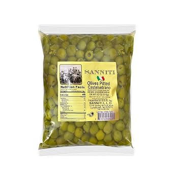 Sanniti Castelvetrano Green Olives | Sicilian Castelvetrano Olives in a Bag | Imported from Italy | Dr Wt 32 oz 910g, Net Wt 52.91 oz 1500g Pitted