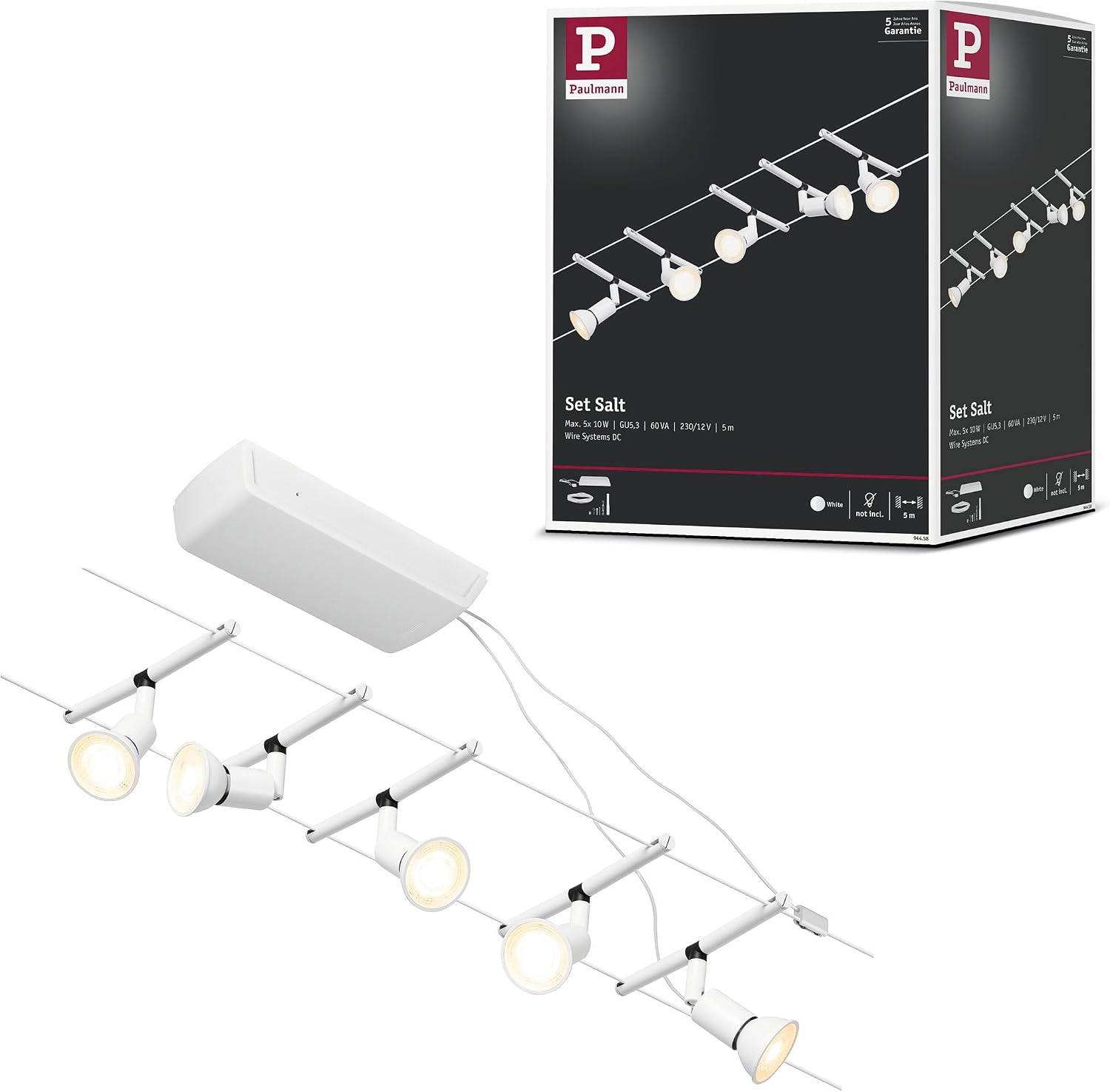 Paulmann CorDuo, sistema di cavi per faretti, 94458, set Salt, massima CC 5...