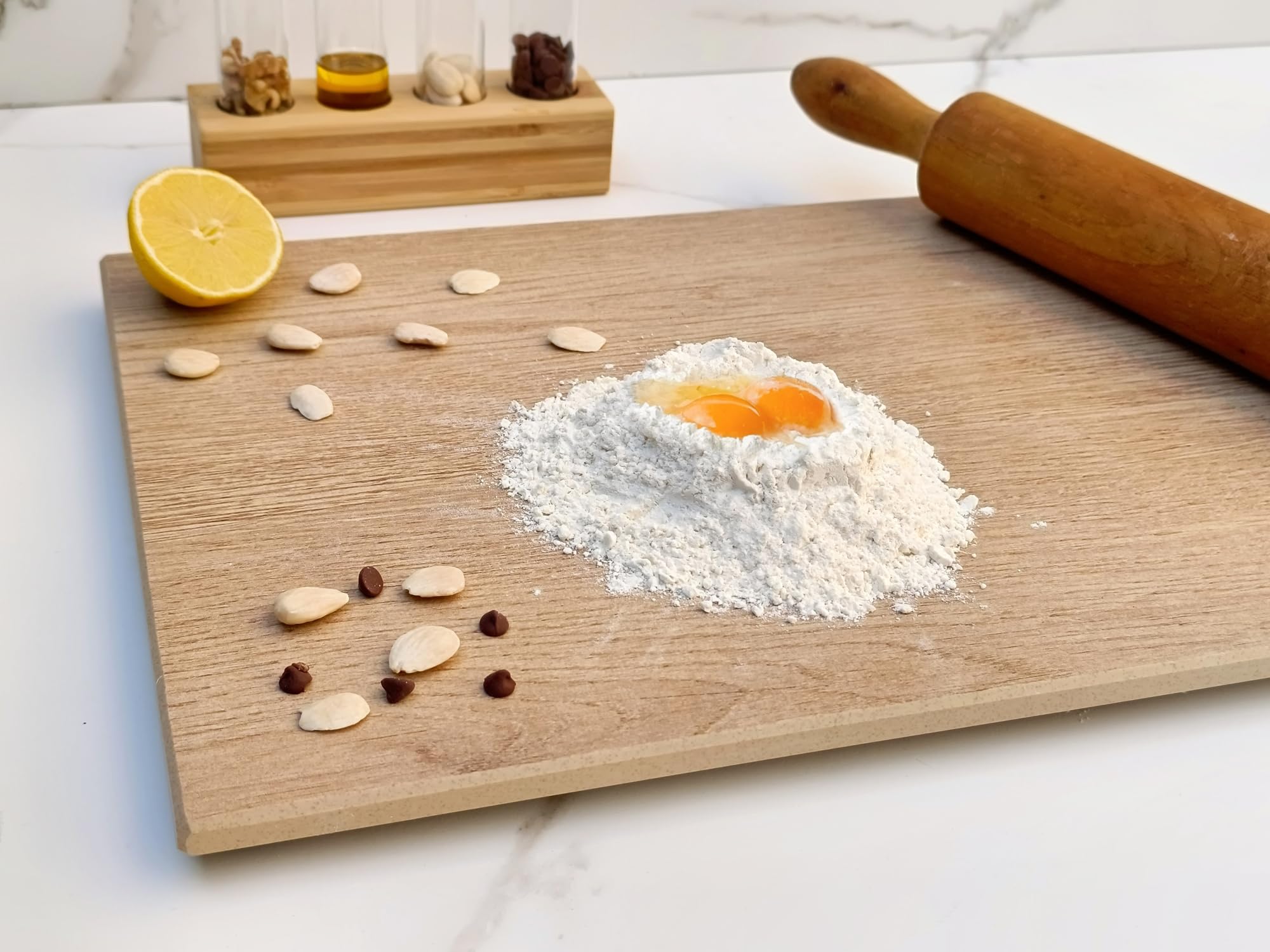 LOANE - Tabla Cortar Cocina - Tabla para Repostería y Amasar, Protector de Encimera, Antibacterial, Fácil de Limpiar, Resistente al Calor y Arañazos, Material Porcelánico (Roble)