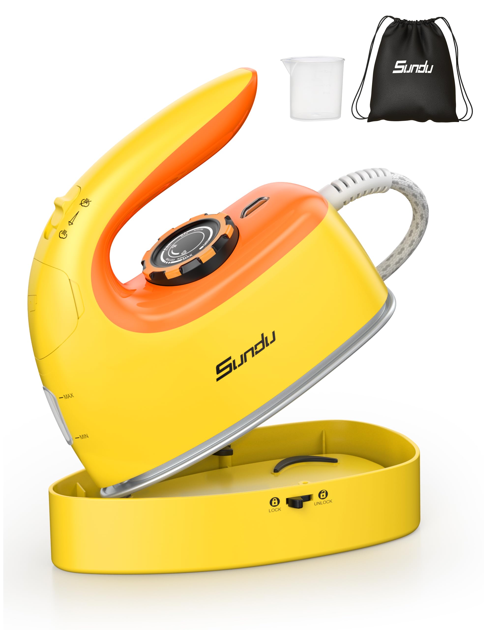 Sundu Reisebügeleisen, Steamer Dampfglätter, 2 in 1 Dampfbügeleisen Reise,5 Bügelmodi für Verschiedene Stoffe, Dampfleistung bis zu 30 g/min, Arretierbarer Sockel, Intelligente Temperaturregelung Iron