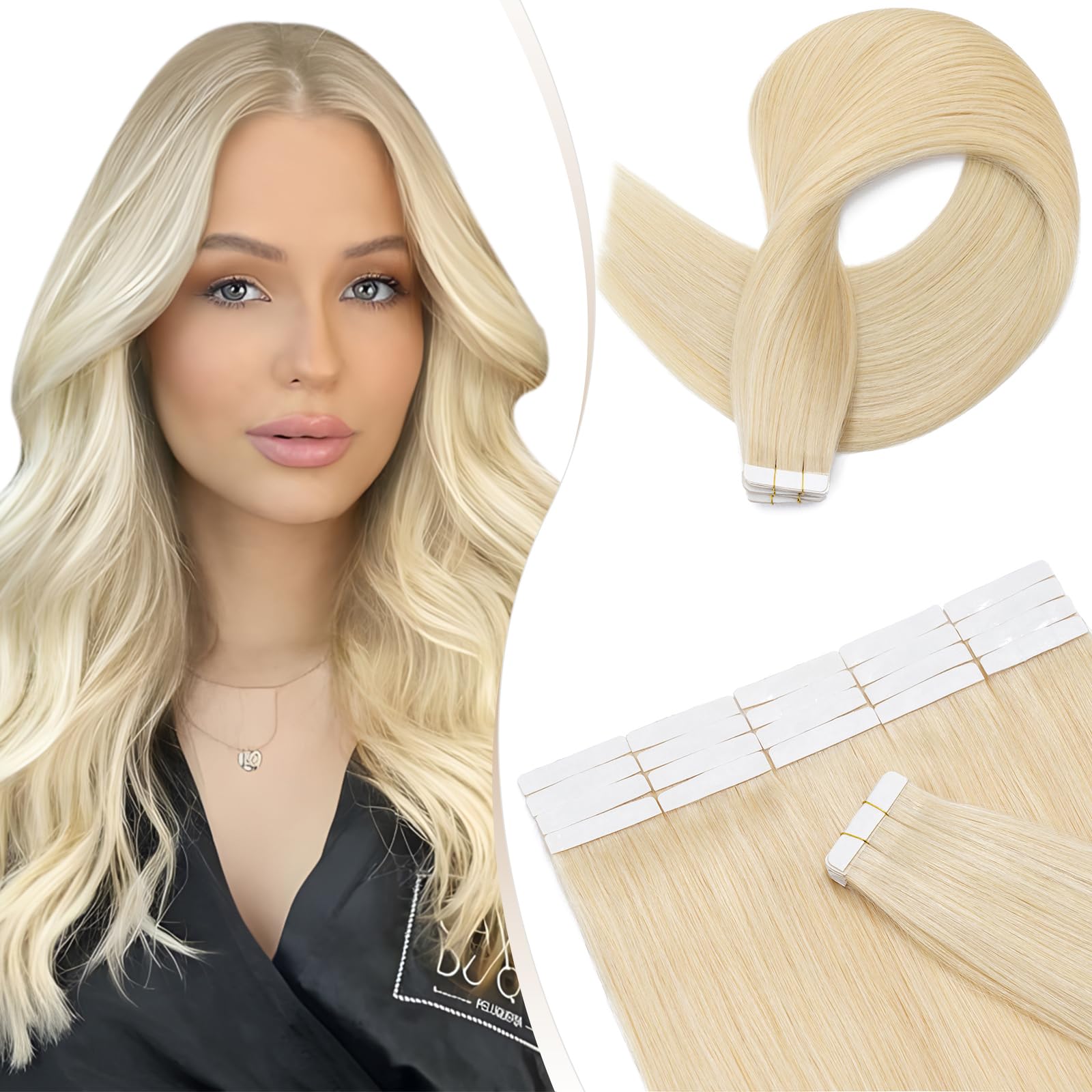 Elailite Tape in Hair Extensions Real Human Hair 20 Pcs 30g Invisible Thin Type