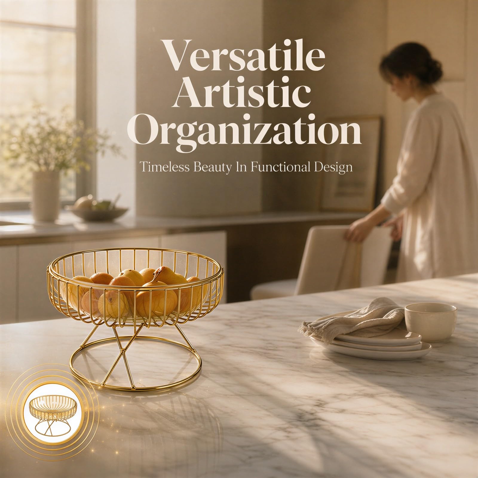 Obstschale mit Fuß und Wolkengriffen, Metallgestell-Obstkorb, dekorative Eisendraht-Servierschale für Snacks, Bonbons, Nüsse, moderne Tischschale für Küchenarbeitsplatte/Tischmitte