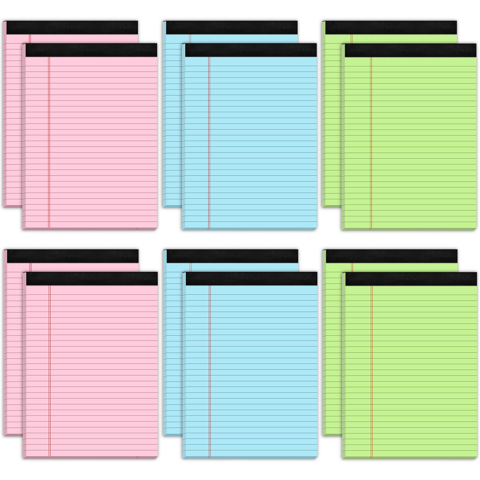 Pink Legal Pads 8.5 x 11 Notebook Paper, 12 Pack Colored Note Pads 8.5 x 11 Wide Ruled Note Paper 8 1/2 x 11, Letter Pads 8.5 x 11 Colored Notepads,