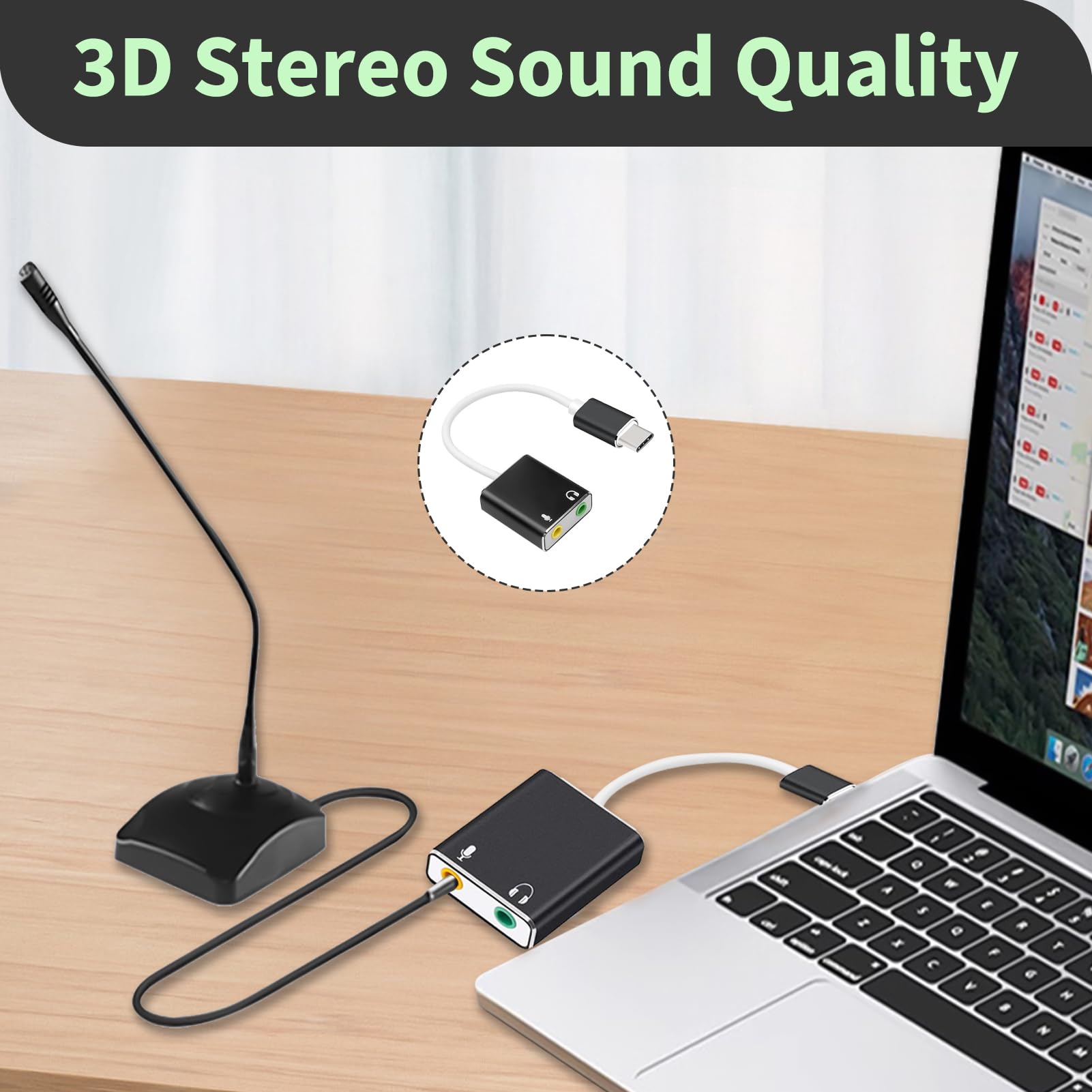 Scheda Audio Esterna USB C, Adattatore Audio USB Tipo C a Jack 3,5mm, Scheda Audio Esterna con Microfono e Cuffie, Compatibile con PC, Laptop, PS4, PS5, XBOX, Mac, Linux, Plug & Play, Senza Driver