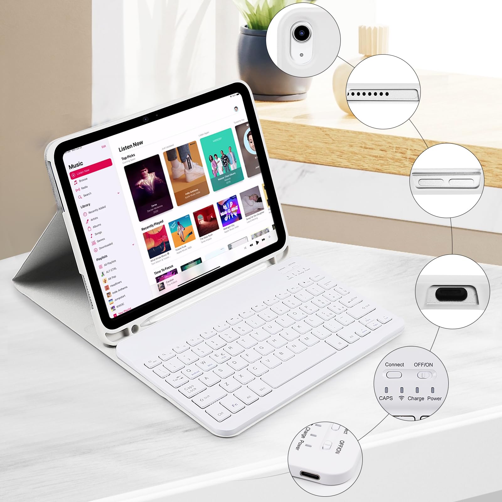 Lupxiu Custodia con Tastiera per iPad 10 Generazione 10.9” 2022/(A16) 11a generazione 11'' 2025, Italiano QWERTY, Tastiera Custodia Wireless Rimovibile per iPad 11/10 Gen-Grigio Bianco