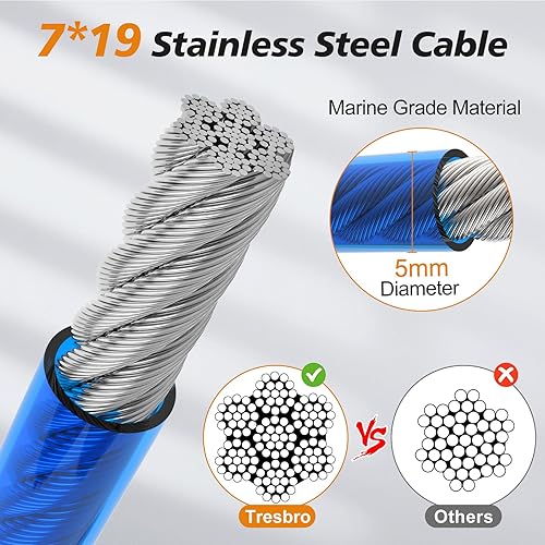 Miniatura 9 de Tresbro Cable de amarre resistente para perros cadenas de perro de 30 pies de largo para exteriores correas reflectantes para perros para patio con