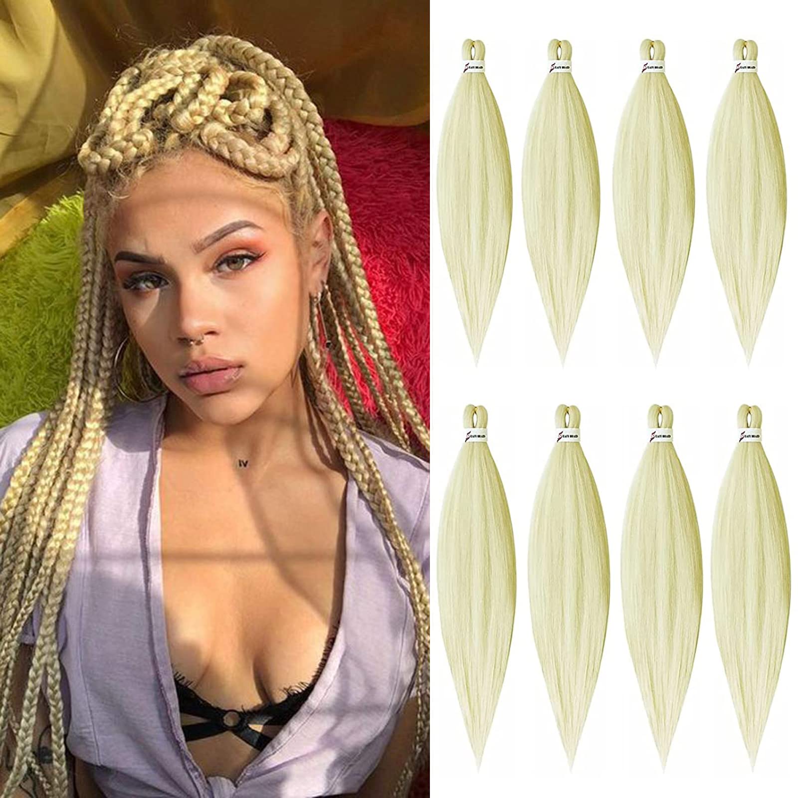 Buy EZ PreStretched Braiding Hair Blonde 26 Inch 8 Packs Synthetic