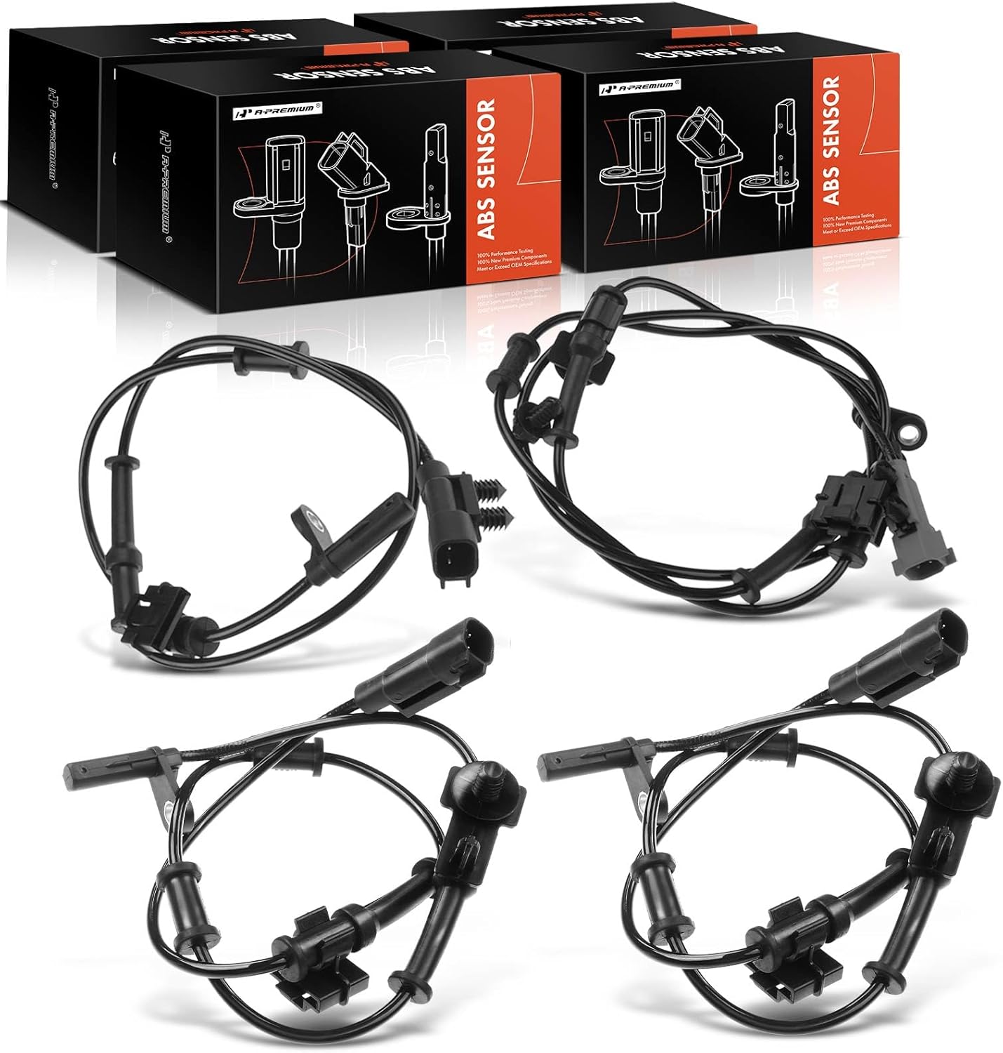 A-Premium ABS Wheel Speed Sensor Compatible with Dodge Models - Charger 2015-2020, Challenger 2017-2020, AWD - Front and Rear, Driver and Passenger Side, 2-PC Set, Replace# 68199987AC, 4779645AB