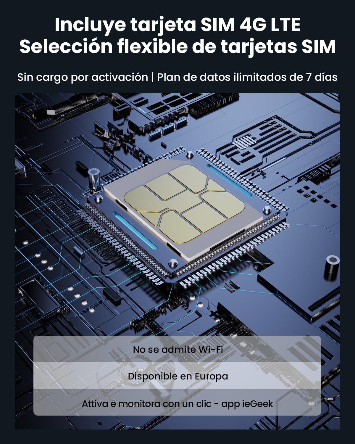 ieGeek 4G Magnética Camara Vigilancia Sim Exterior Solar, Sin WiFi-2K, 300°Pan, Batería 10000mAh, Detección Humana PIR & Sensor Movimiento, Visión Color, IP66, con Tarjeta SIM -Ideal Camping