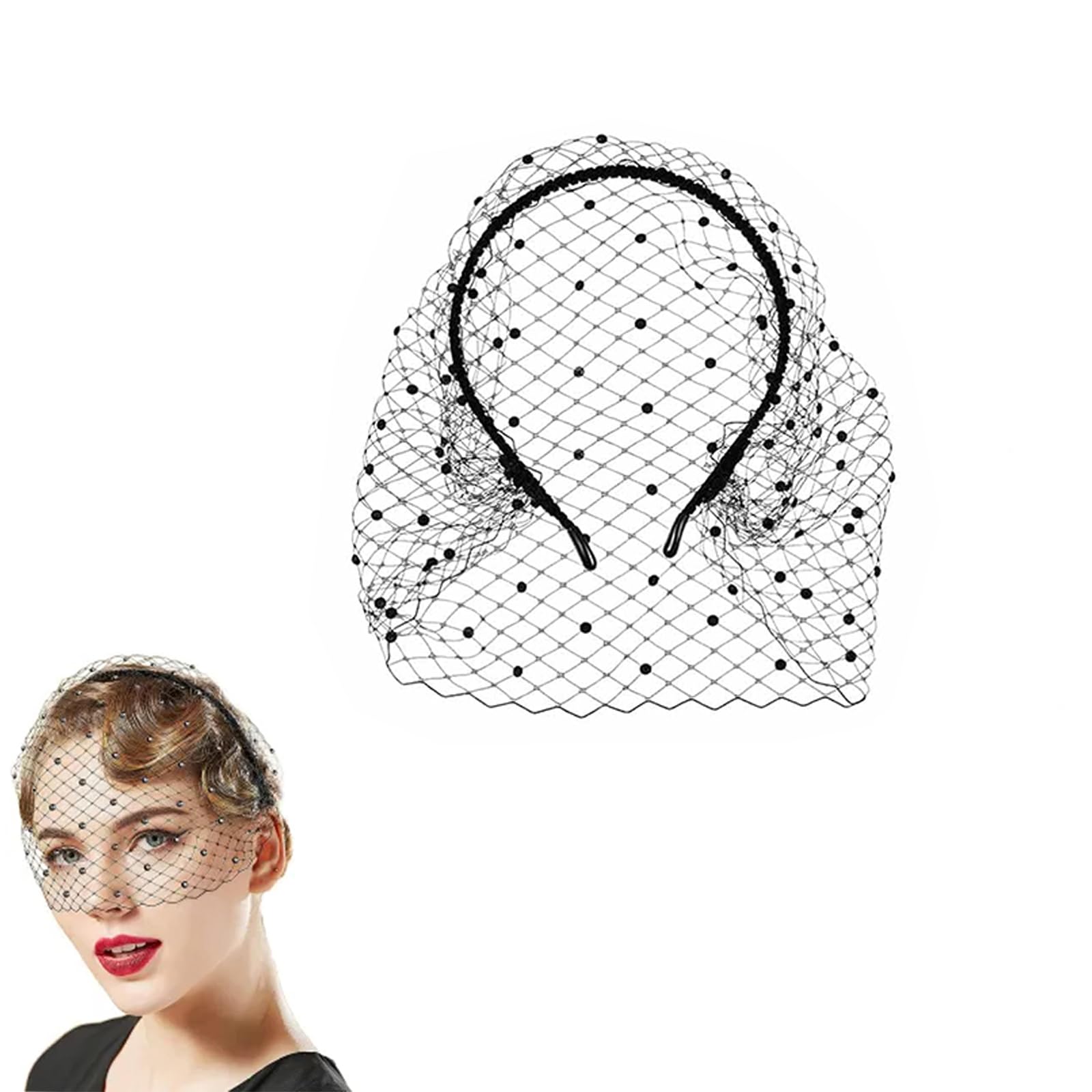 Black Veil,Black Fascinators for Women,Fascinating Veils,Blacks Veil Halloween Women's Headwear Tea Party Hat,Party Prom Holiday Hair Accessories for Women and Girls