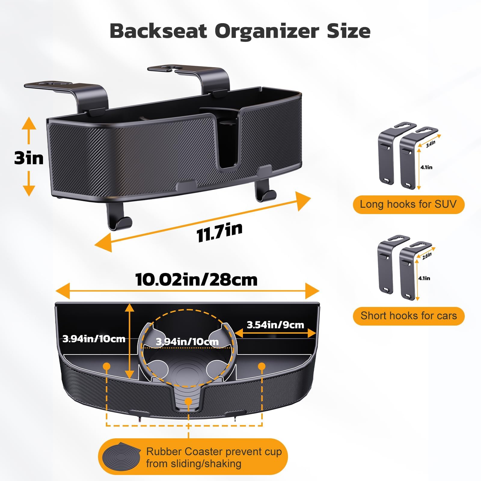MAGJIEYX Auto Rücksitz Organizer, Multifunktionale Kopfstütze Becherhalter mit starken Haken für Kinder, Passagiere auf der Rücksitzbank, Reise Zubehör 2 Pack