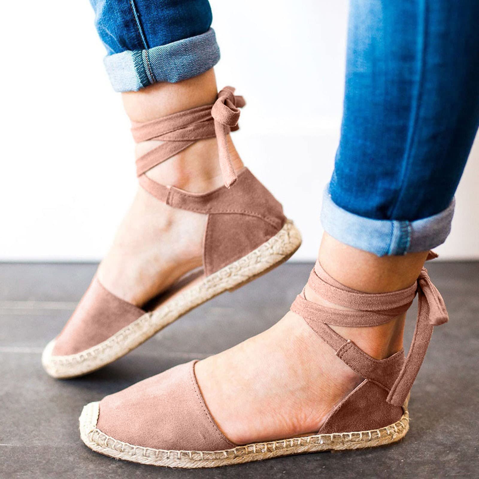 Generisch Sandalias De Cuña Para Mujer Con Cordones Ocio Sandalias Romanas Zapatos Mujer Negro 39