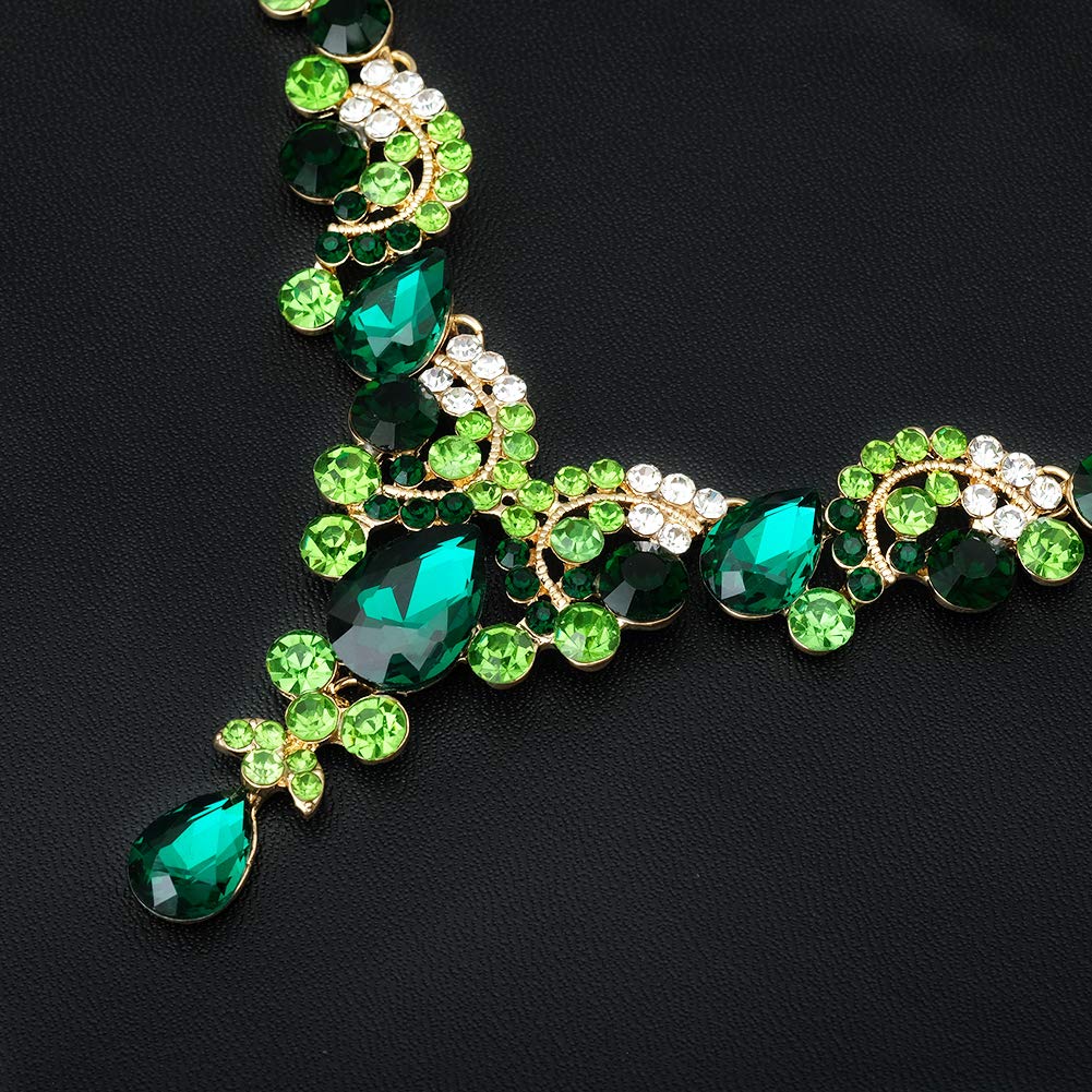 CSY - Set di 4 eleganti collane, orecchini, bracciali, anelli, gioielli in cristallo austriaco, accessori per costume da donna