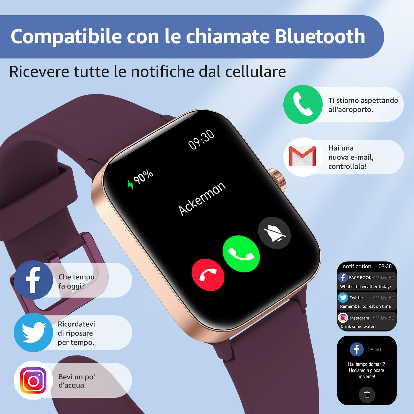 Smartwatch homme femme, 1.95 full touch screen Smartwatch avec effectuer/répondre appels, suivi de fitness avec pression artérielle et moniteur de sommeil, 140+ step counter sport pour android ios