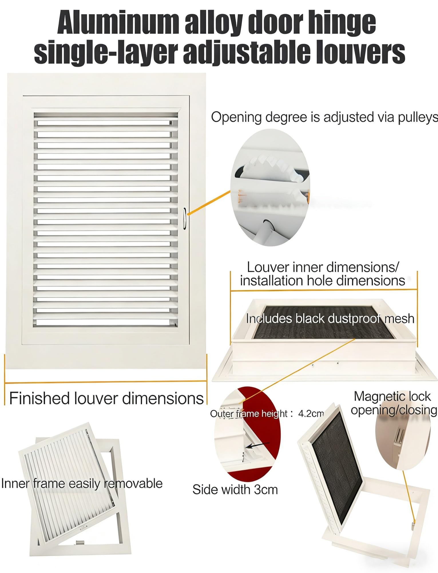 Griglia di sfiato HVAC per aria condizionata centrale, diffusore di ventilazione dell'aria a parete e soffitto, presa per camera bianca, flusso d'aria regolabile, costruzione durevole, distribuzione